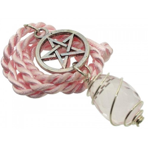 Pentacle Faceted Egg Pink Andara Crystal Spiral Pendant